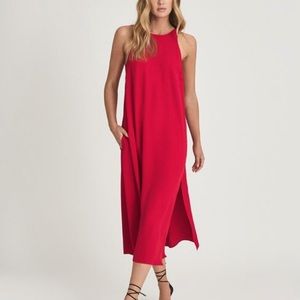 REISS LONDON LORNI RED SHIFT OPEN SIDED MID MAXI I DRESS US 12